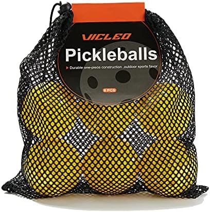 VICLEO Pickleballs Balls Pickleball Outdoor Balls 6-Pack for Tournament Play, Professional Performance(Yellow)