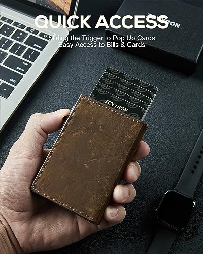 Wallet for Men Slim Minimalist Wallet Smart Pop Up Card Holder Leather Front Pocket RFID Wallet with ID Window2