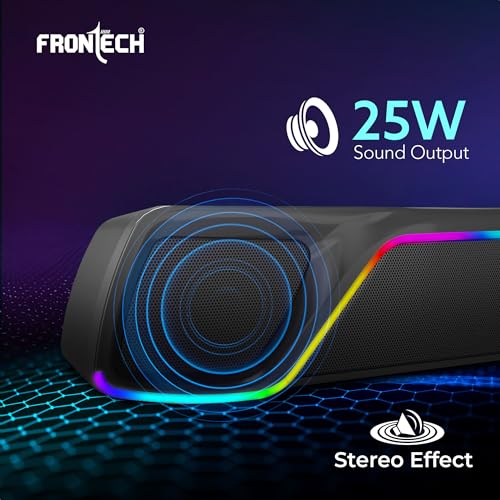 Image of FRONTECH ECHOLITE-264 Mini Soundbar | 25W Bluetooth Speaker | RGB Lighting | TWS | 2000mAh Battery | BT v5.3 | USB /TF /AUX | Type-C | Compact Speaker | 1-Year Warranty (SW-0264)