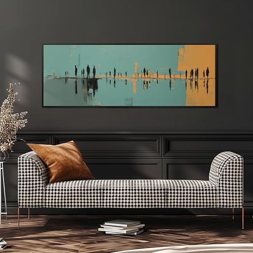 Toile minimaliste à silhouettes grand format pour décorer sans cadre