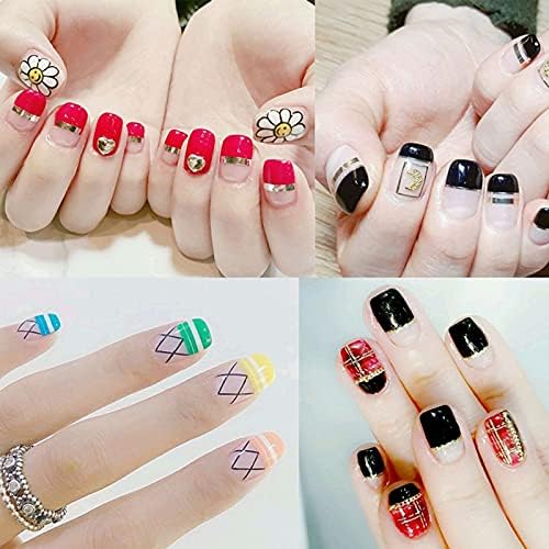 HEIGOO French Manicure Stickers,10 Sheets/480Pcs Self-adhesive French Tip Guides Nail Stickers for Gel Nails, French Smile Manicure Strips for Manicure Decoration DIY Stencil Tools