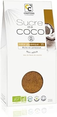 COMPTOIRS ET COMPAGNIES - Sucre De Fleurs De Cocotier - Indice Glycémique faible - Naturellement Sans Gluten - Certifié Bio - 200g