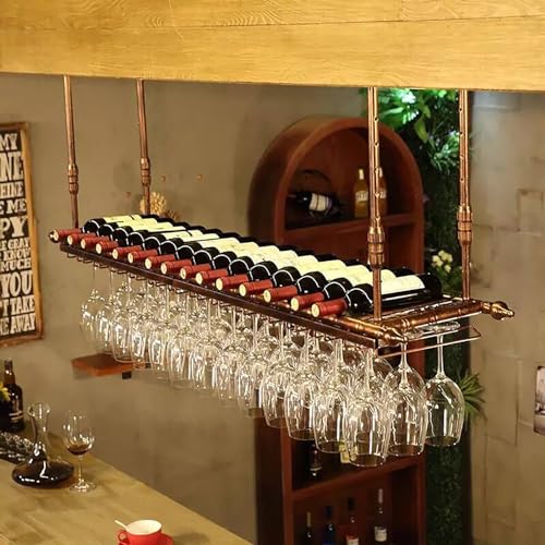 Support de verre à vin de plafond réglable hauteur étagère présentation suspendue métal