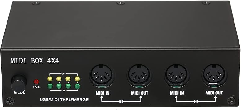 MIDI Interface USB MIDI Interface MIDI Box 4X4 devices for music 4 IN /4 Out 64 MIDI Channels 4i/4o + Merge 2i4o Black