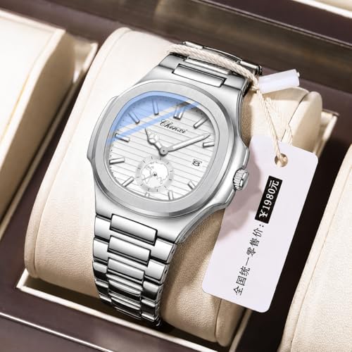 Image of Gosasa Fashion Men's Watches Date Business Watch Stainless Steel Luxury Style Luminous Quartz Waterproof Analog Display Male Wristwatch