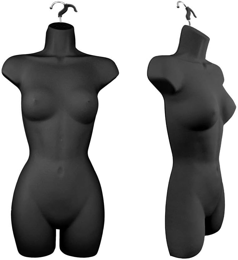 Only Hangers Women's Torso Female Plastic Hanging Mannequin Body Form Black - Pack of (1)