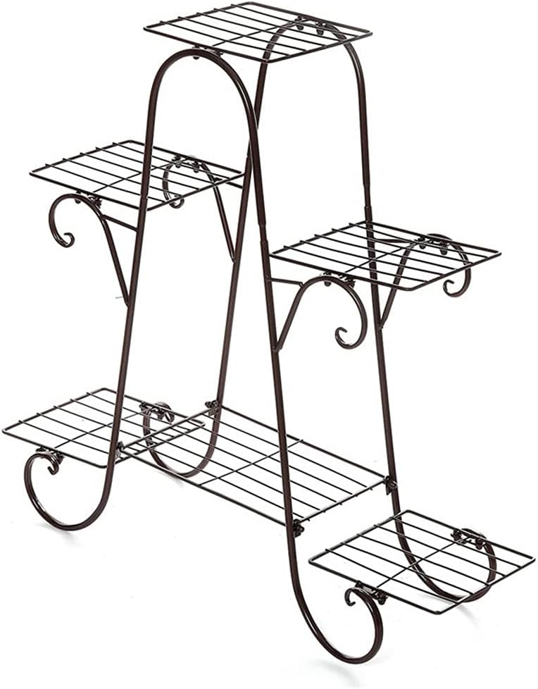 Wrought Iron Flower Stand Indoor Multi-story Flower Stand Rack Floor-standing Balcony Flower Pot Shelves(Onecolor)