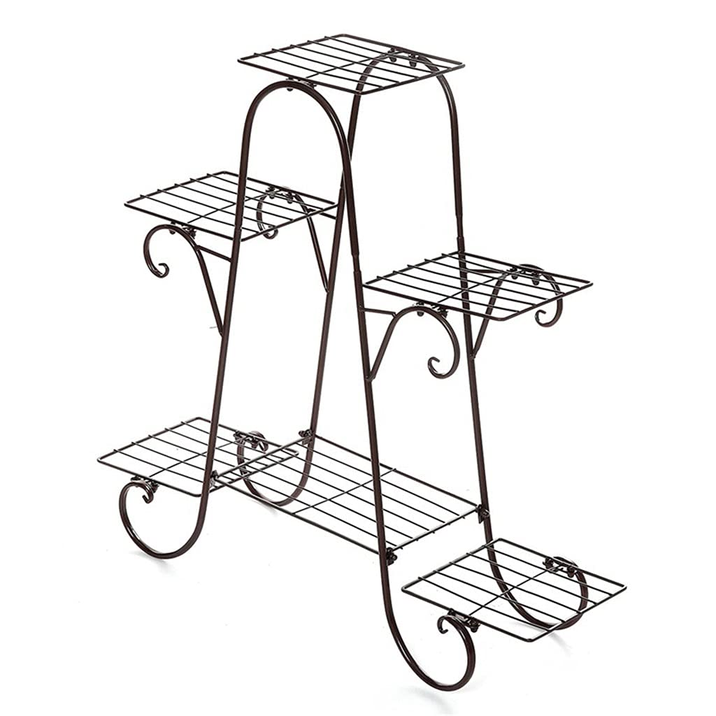SnamicE Plant standWrought Iron Indoor Flower Stand Multi-Tier Flower Stand Floor Standing Balcony Flower Pot Shelf,