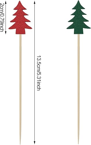 Miniatura 2 de Honbay 100 piezas de palillos de cóctel para árbol de Navidad, frutas, alimentos, hamburguesas, palillos de dientes, decoración de cupcakes,