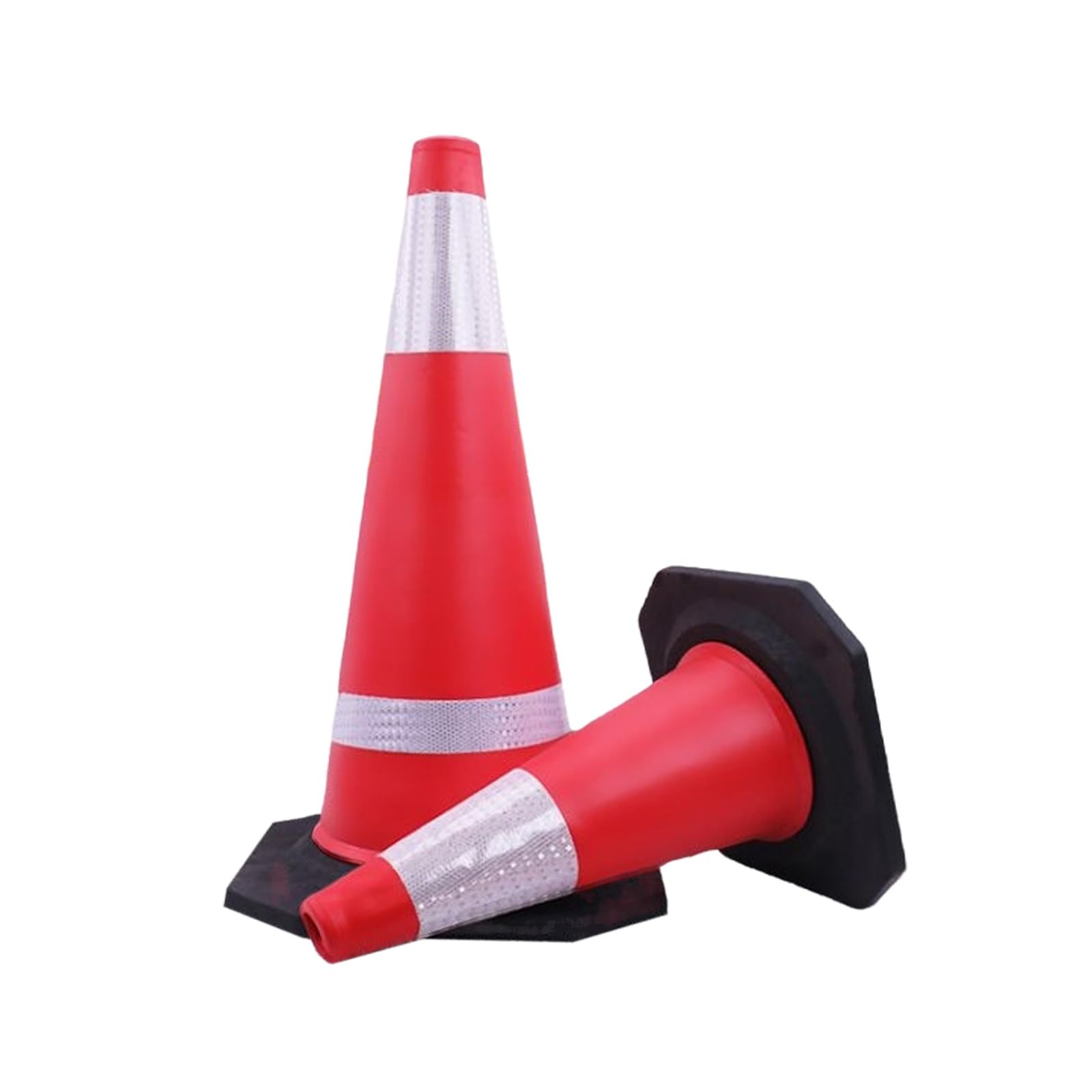 2 Postes Delimitadores de Tráfico de Goma con Base Negra Pesada, Conos Viales Flexibles Resistentes a Impactos con Collares Reflectantes Alta Visibilidad para Seguridad Vial(70cm/28in)