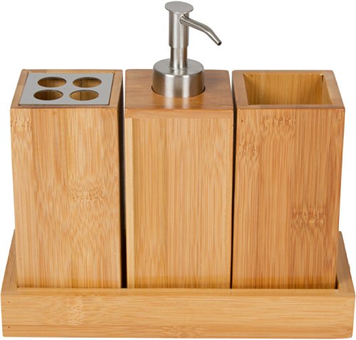 Bath Set Bath Caddy - 100% Natural Bamboo - By Trademark Innovations