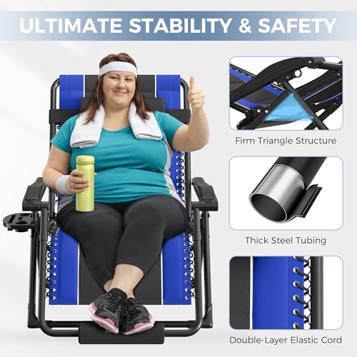 Image of UDPATIO Oversized Zero Gravity Chair Outdoor Padding Folding Recliner