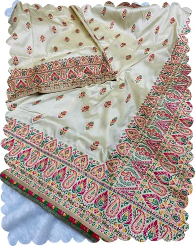 VASTTRAM Shubhlata Pure Dola kanchi pattu Kanchipuram Kanjivaram Kashmiri Silk Saree With Unstitch Blouse Piec