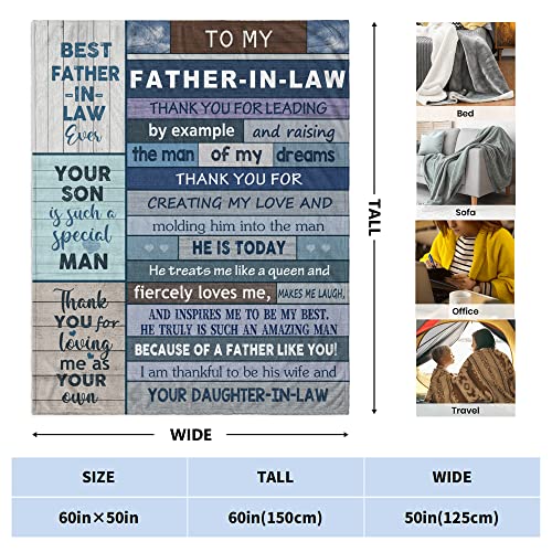 Cujuyo Father In Law Gift From Daughter In Law Blanket 60"X50", Father Of The Groom Gift Throw Blanket, Father In Law Gifts, Birthday Gift Ideas For Father In Law Blankets On Christmas #TOP22