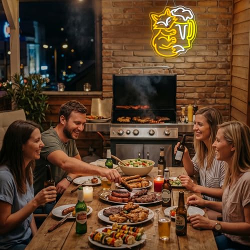 Image of Fox Beer LED Neon Sign Beer Mug Light Up for Bar Party Wall Decoration | 13IN*12IN,Five level brightness adjustment,USB power,For Bar,Club,Pub,Party,Men Cave,Garage,Living room,Bedroom,Restaurant