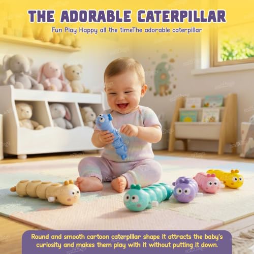 Image of Zest 4 Toyz Wind-Up Caterpillar Toy for Kids Insect Figurines Play Push Toy for Boys & Girls Random Color (Pack of 2)