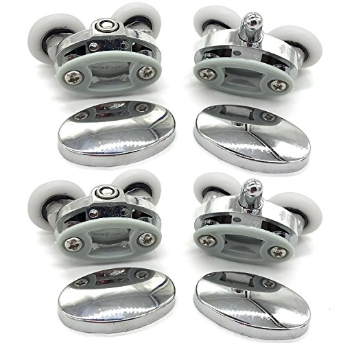 Image of YUANQIAN Set of 4 New Oval Butterfly Twin Wheel Shower Door Rollers