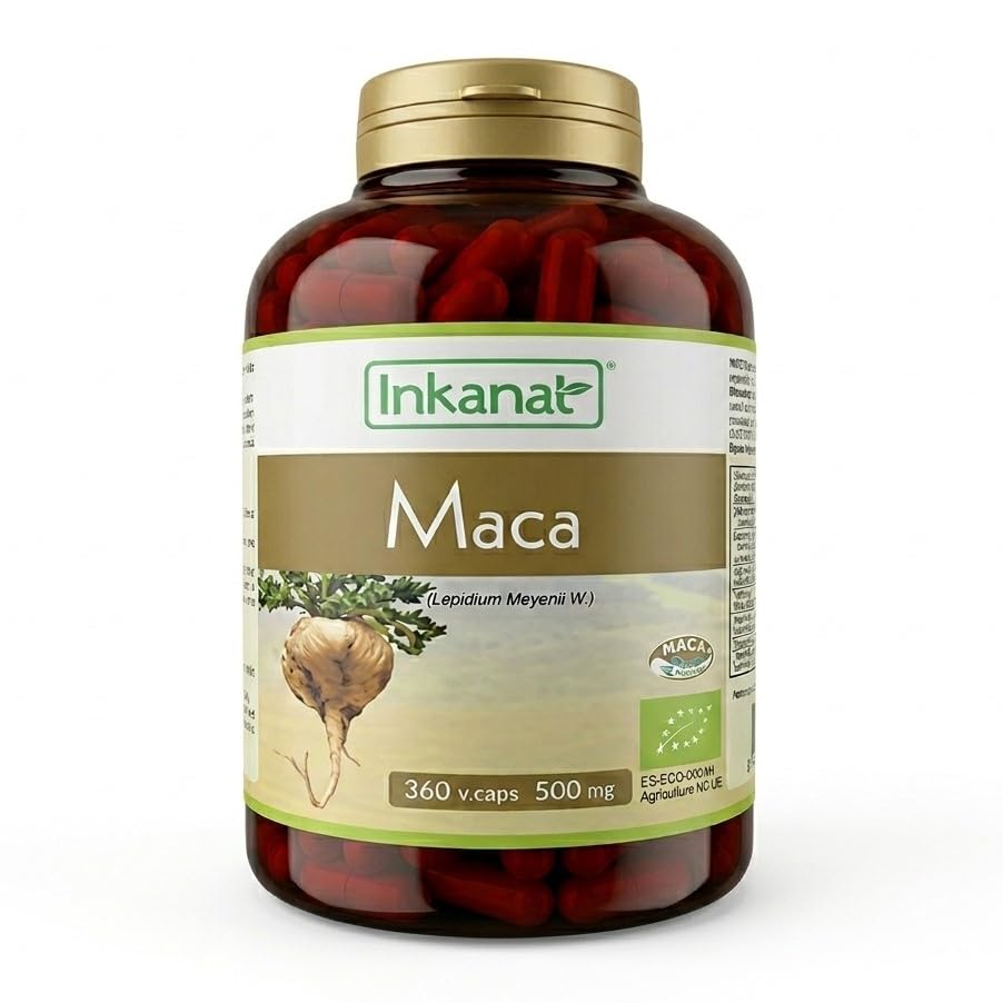 Maca orgánica 360 cápsulas | Energía Natural, Vitalidad y Equilibrio Hormonal | 100% Ecológica y Vegana
