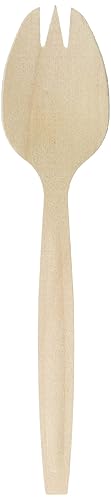 Perfectware - Spork desechable de madera 100 unidades 6 pulgadas