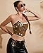 Alivila.Y Fashion Womens Lace Up Back Boned Bustier Butterfly Print Corset Tube Crop Top A22047-Brown-XXL