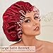 Silk Bonnet for Black Women, Satin Bonnet for Natural Hair Bonnets for Curly Hair Cap, Silk Hair Wrap for Sleeping Large Satin Hair Bonnet for Long Hair(Wine Red)