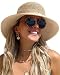 FURTALK Sun Straw Hat for Women Girls Travel Packable Cap with Chin Strap