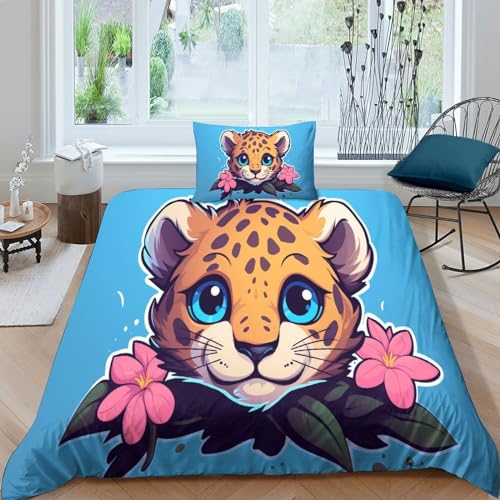 Housses de couettes léopard IOFEER ensemble de literie 3 pièces microfibre 135x200