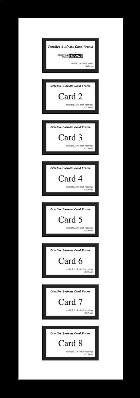 Creative Picture Frames 8-2" x 3.5" Opening Black Business Card Frame with 8" x 26" Double White-Black Mat, Frame, Installed Wall Hanger