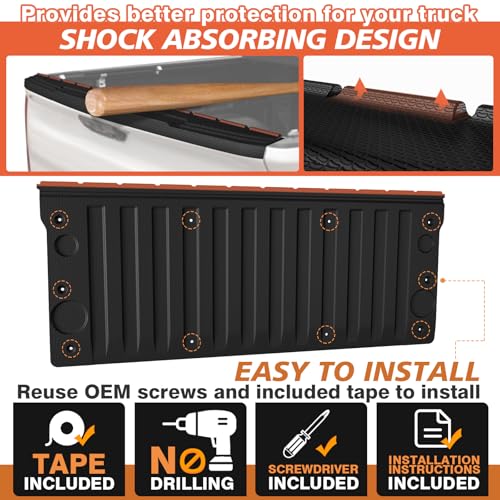 Image of TripleAliners Truck Mat Compatible with 2019-2026 Chevy Silverado & GMC Sierra 1500 Standard Tailgate Accessories, Tailgate Mat Cover Custom Fit All Weather Pickup Liner, w /Tailgate Cap Protector