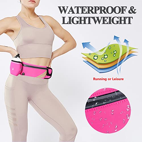 Running Belt Bag with Water Bottle,Waterproof Fanny Pack for Women Men,Waist Bag Fit Hiking Cycling Walking Workout Jogging Runners Pouch Phone iPhone 16 15 14 13 12 11 Pro Max Xs 16e Xr X Plus Pink - Thumbnail 6
