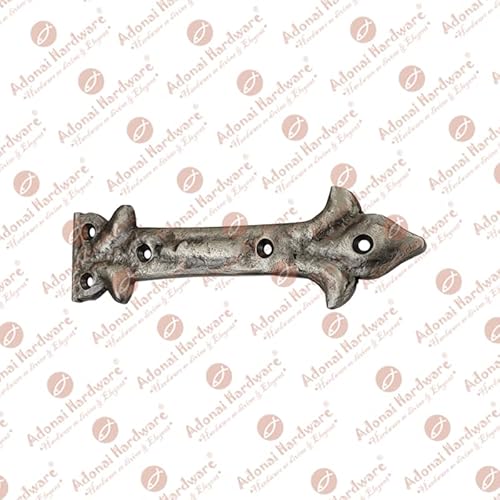 Adonai Hardware "Adonijah" Antique Cast Iron Strap False Or Faux Or Dummy Hinge Front (6.5" X 4 Pack,Antique Brushed Nickel)For Barn Doors, Gates, Cabinets,Wooden Box,Furniture,Chest, Trunks And Sheds #TOP4