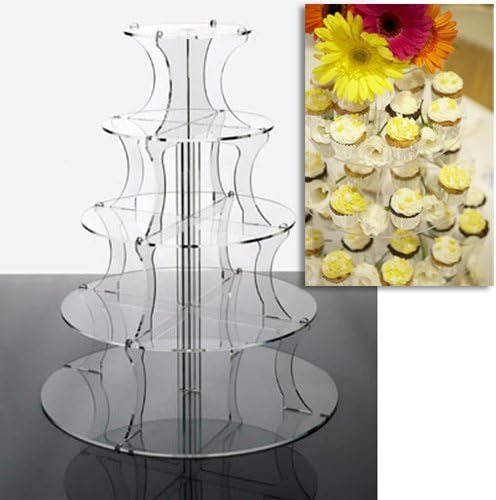 5 Tier Round Clear Acrylic Party Cupcake Cake Stand for Parties and Celebrations from Wedding Acrylics
