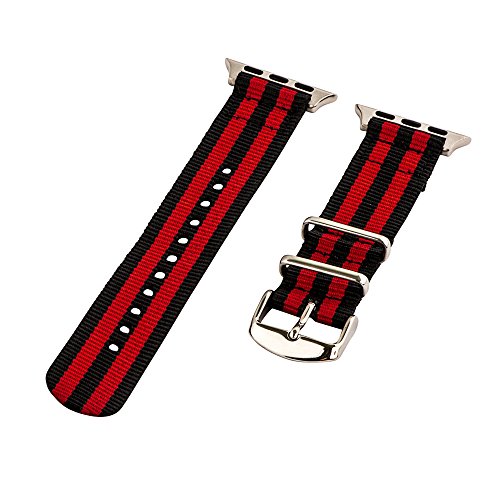 Clockwork Synergy- 2-Piece Nylon - Compatible with Apple watch Series 42mm (Black & Red), Quick Replacement Watch Straps