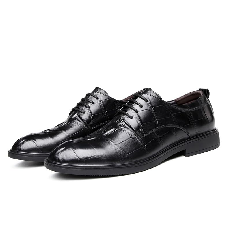 Dress Shoes for Men Classic Lace-up Formal Tuxedo Shoes Round Toe Genuine Leather Solid Color Shoes Anti-Slip Slip Resistant Block Heel Prom Dress Shoes3