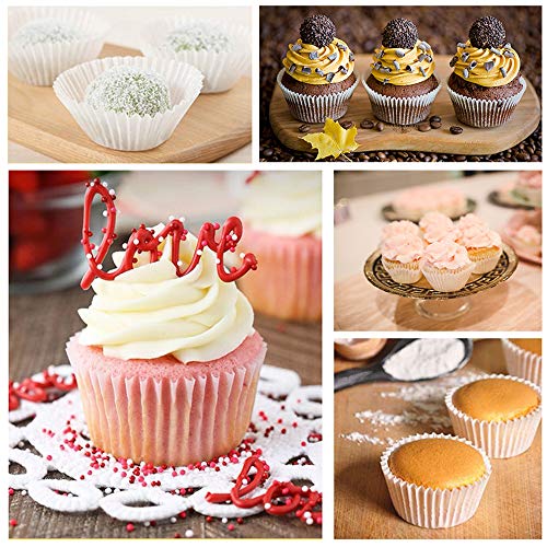 Image of Cupcake Liners White,GOLF Standard Size White Cupcake Liners Wrappers Baking Cups ,Greaseproof Paper Muffin Liners for Desserts & Candies