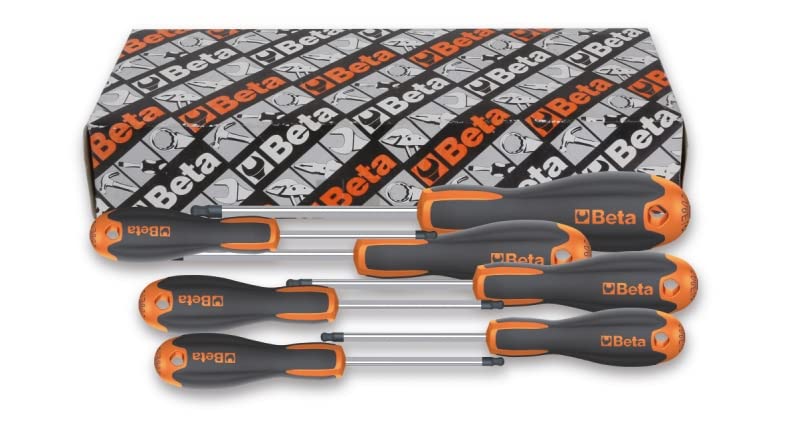 Beta 1206E/BP‑S7 – Set 7 Chiavi Maschio Esagonale a Testa Sferica con Impugnatura Evox, 2–2,5–3–4–5–6–8 mm – Utensili Professionali