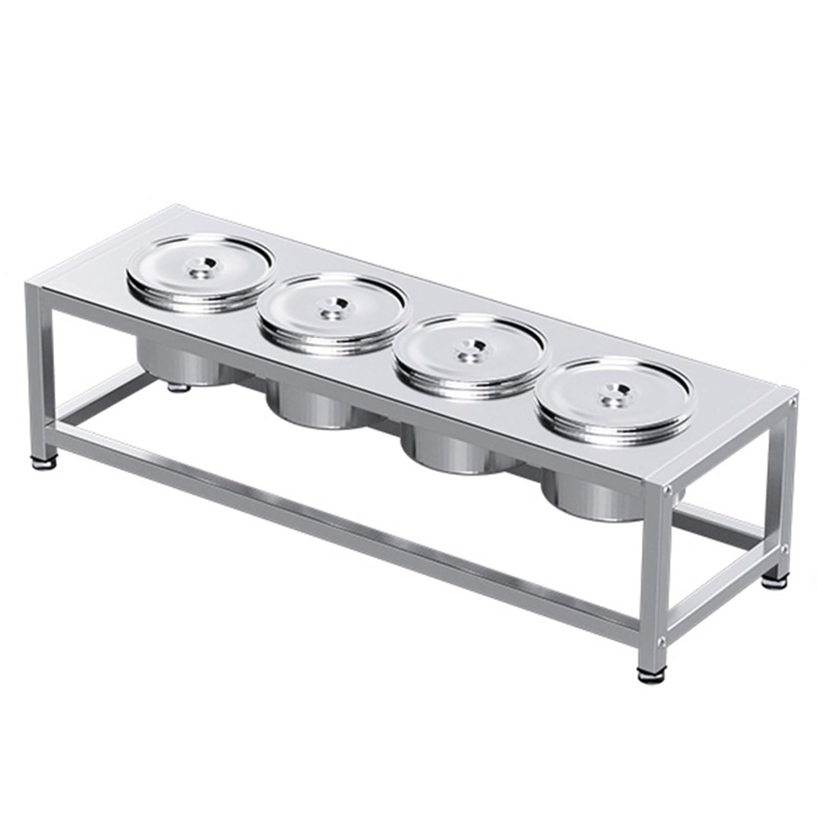 Aserzenith 57X18.5x14.5cm(A) Stainless Steel Spice Racks With Pans And Lids, Commercial Spice Rack Set For Kitchen Buffets, Countertop Dispenser Condiment Racks For Seasoning Sauce Salad Jam Ingredients,