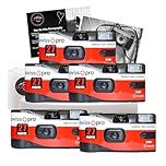 Disposable Camera Bundle with Swiss+Pro Disposable Camera Single-Use Film Cameras with 27 Exposures and Clikoze Disposable Photography Tips Card (5 Pack)