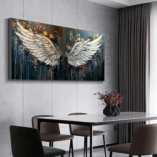 Toile minimaliste aile blanche IEUUUB cadre inclus déco salon moderne