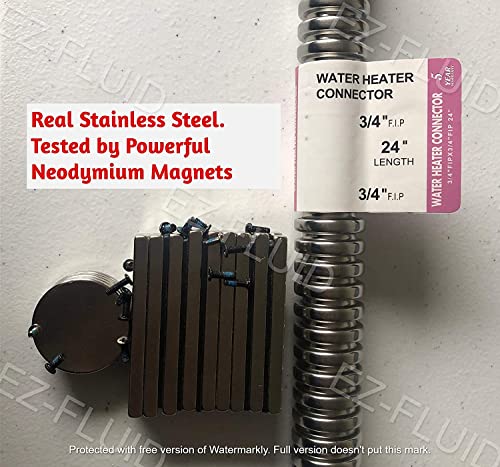 Image of EZ-Fluid 12 inch x 3 /4-Inch FIP x 3 /4-Inch FIP, Corrugated Flexible Stainless Steel Water Heater Connector Supply Line for Female Iron Water Pipes Fitting,12-Inch (1-Pc)