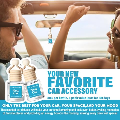 Image of C Classy Hanging Car Air Freshener 2 Pack, New Car Essential Oil Diffuser, Long-Lasting Fragrance, Cute Glass Bottle Car Accessories for Women & Men, Made in USA