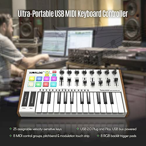 ノーブランド品 MIDI コントローラー MINI ウルトラポータブル 25 キー USB MIDI キーボードコントローラー の商品画像 4