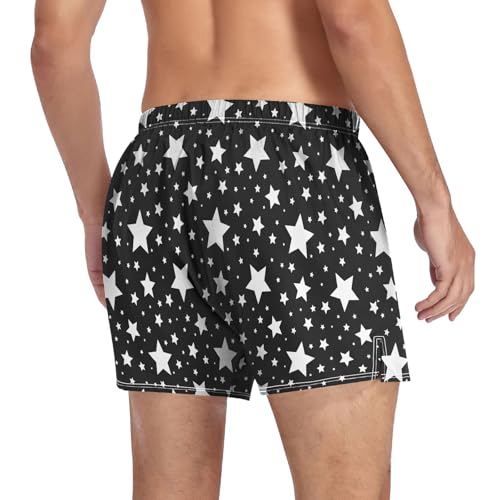 Men's Cotton Boxers Briefs Star Black White Breathable Boxer Shorts Underwear with Button Fly4