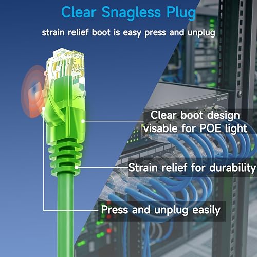 Image of Cat6 Ethernet Patch Cable 2 ft (10 Pack), Cat6 Patch Cable for Data Centers, Cat 6 Patch Cable 10G, Network Patch Cables for Home and Enterprise Network -Green