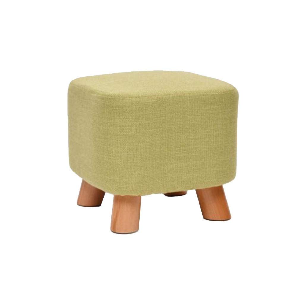 Repose-pieds carré en bois noble et tissu lin haute qualité