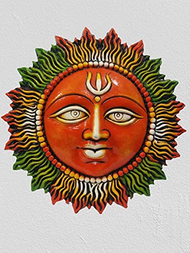 NandicoIndiaTerracotta Sun. Handmade with Clay with Vibrant Colors, Surya Bhagwan, Hanging Surya Idol for Home Decor and Gifting Solutions for Good Luck