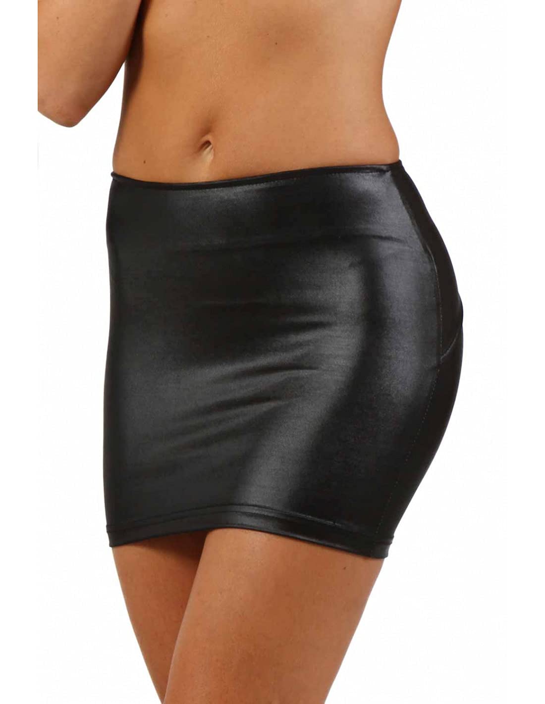 Miss NoirWetlook Sexy Mini Skirt (S-3XL) Vinyl PVC Women's Short Skirt with Zip Party Clubwear Skirts
