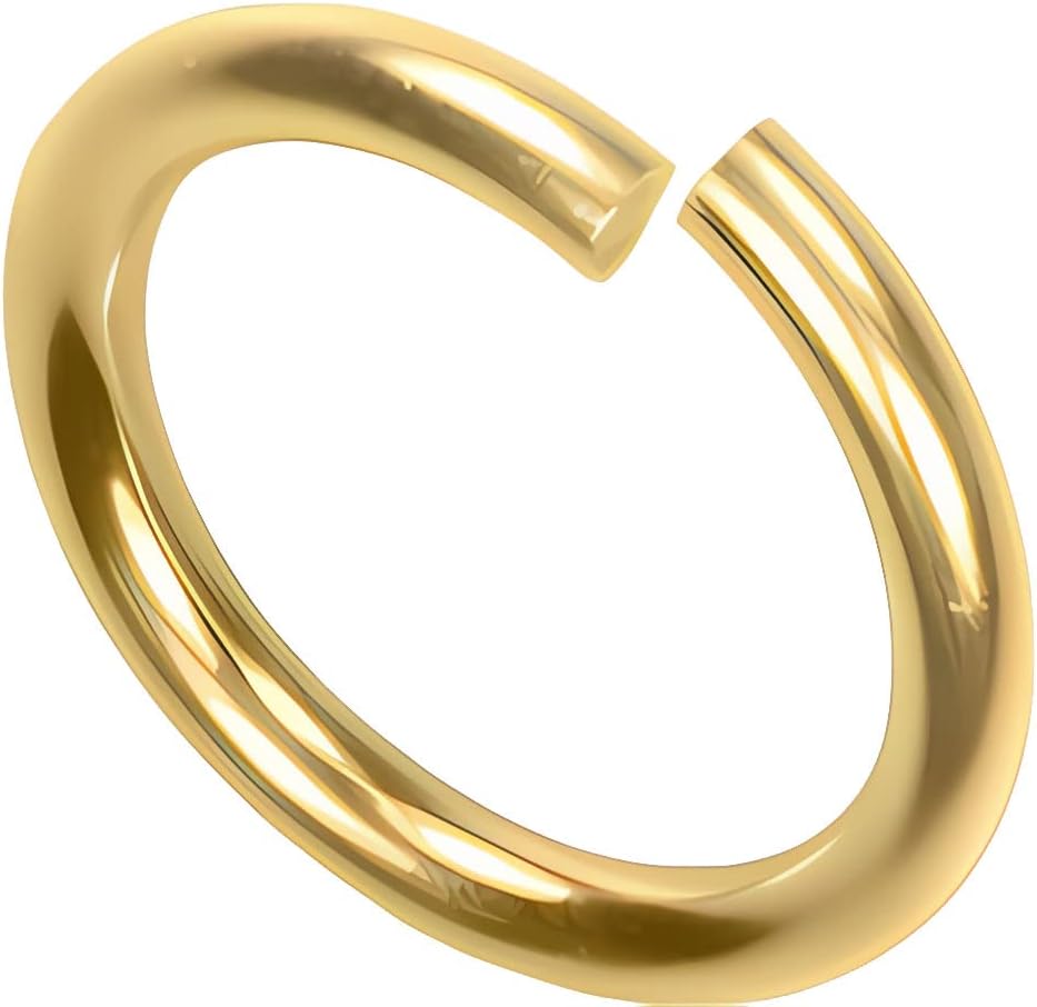 uGems 7.3mm 14K Gold Jump Lock Ring - 19 Gauge Solid Yellow Gold with Secure Click & Lock Mechanism for Jewelry Making, Qty (1 Piece) - SKU: 14407-19ga-7.3mm