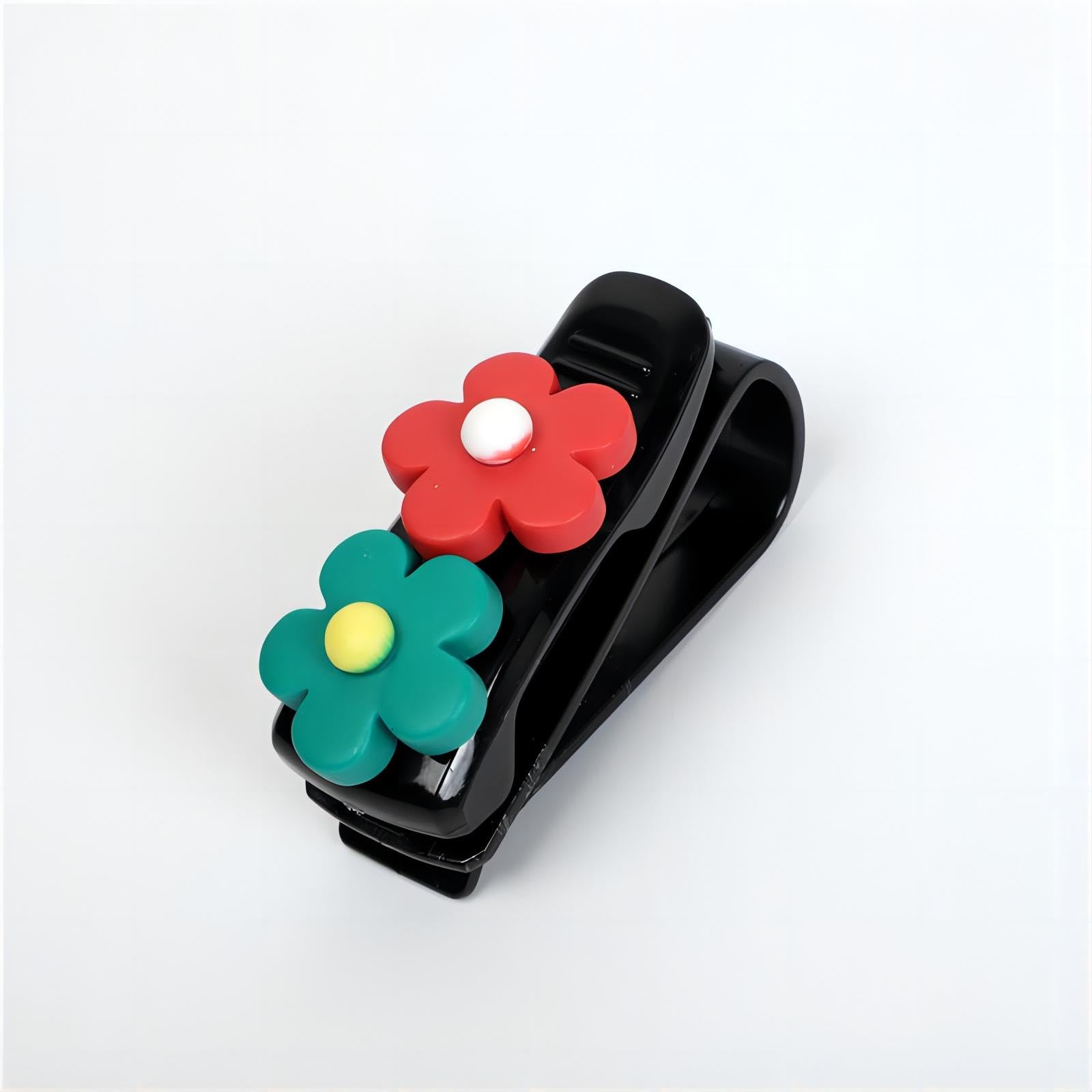 LXQTAO Multi-Function Sun Visor Storage Clip for Sunglasses and Cards, Daisy White Car Eyeglass Holder – Universal Compact Automobile Sunglass Bracket & Card Holder (Colorful Flower 1)