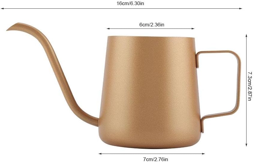 Coffee Kettle, 350 ml Stainless Steel Gooseneck Pour Over Drip Coffee Maker Tea Coffee Cup Pot (Coffee Gold)